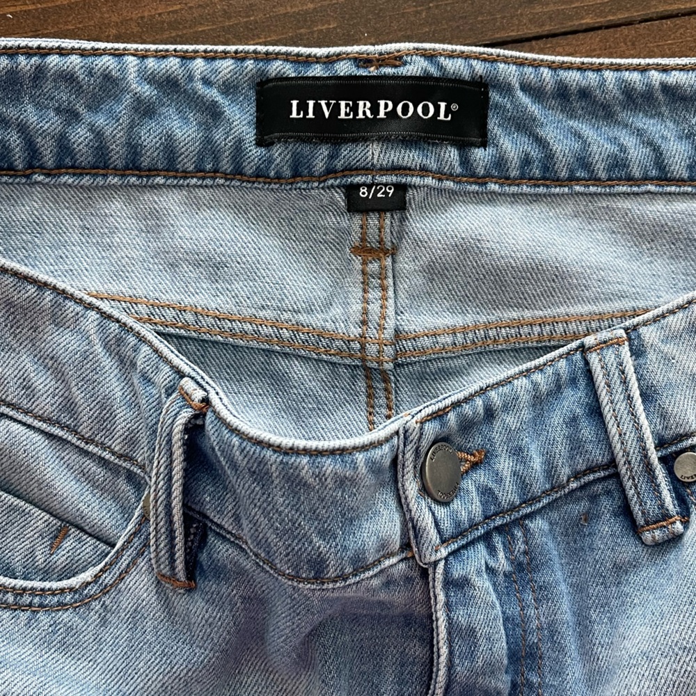 Women’s Liverpool Brand Embroidered Distressed Denim Skirt - Picture 3 of 8